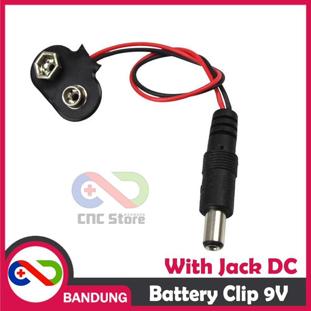 9V BATTERY BATERAI CLIP ADAPTER WITH DC JACK ARDUINO UNO MEGA