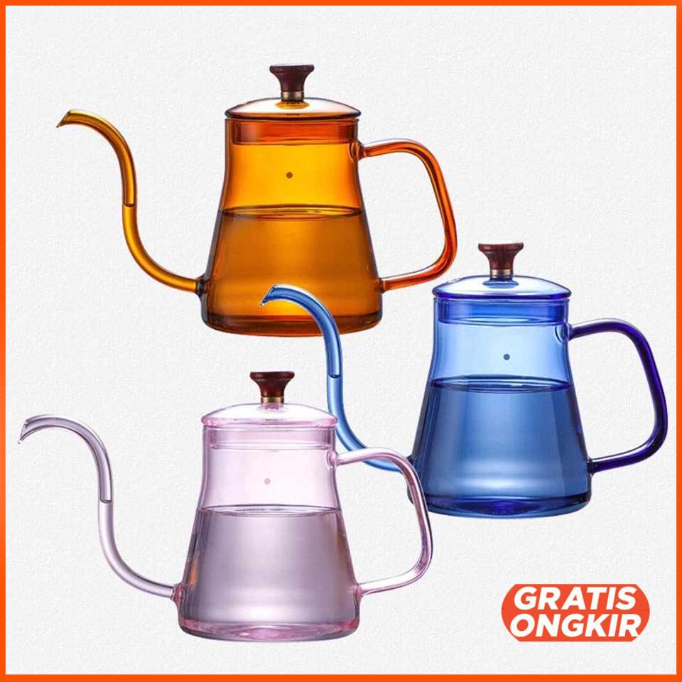 Teko Pitcher Teh Kopi Jus Borosilicate Glass Leher Angsa TP-855 350ml