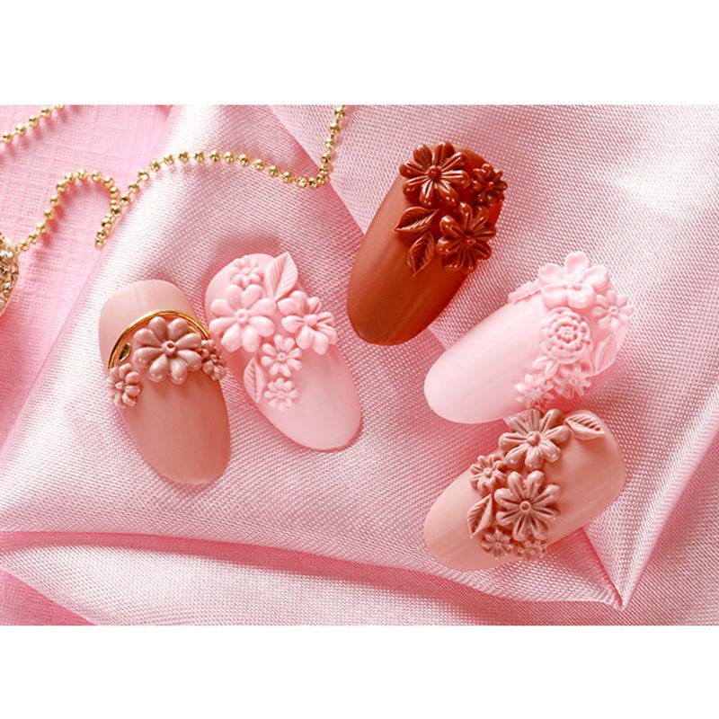 SIY  3Pcs 3D Floral Decortive Nail Art Silicone Mold Kit Leaves Flower Nail Carving Mold Nail Art Templates Maincure Tools