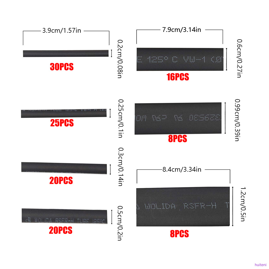 127 Pcs/set Polyolefin Heat Shrink Tube Wire Cable Sleeves Insulation Wire Connectors Assorted Kit  huiteni
