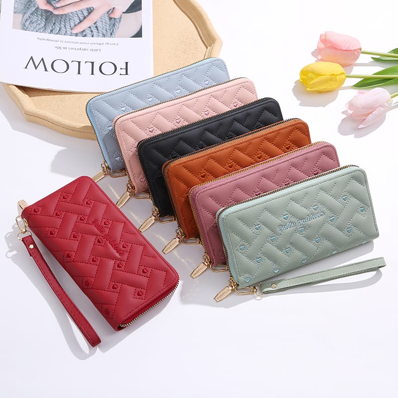 TASBLUE Dompet Wanita Impor Dompet Panjang Terbaru Zipper Dompet Fashion Dompet Panjang Korea D306 Dompet Wanita Ritsleting Panjang Fashion Koin Dompet Lipat Dompet Multifungsi/Impor Dompet Wanita Dompet Ritsleting Panjang Tipis