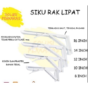 Siku Meja Rak Lipat Dinding Ambalan Rak Melayang Putih Sudut Besi Stainless 8 10 12 14 16 18 20 inch