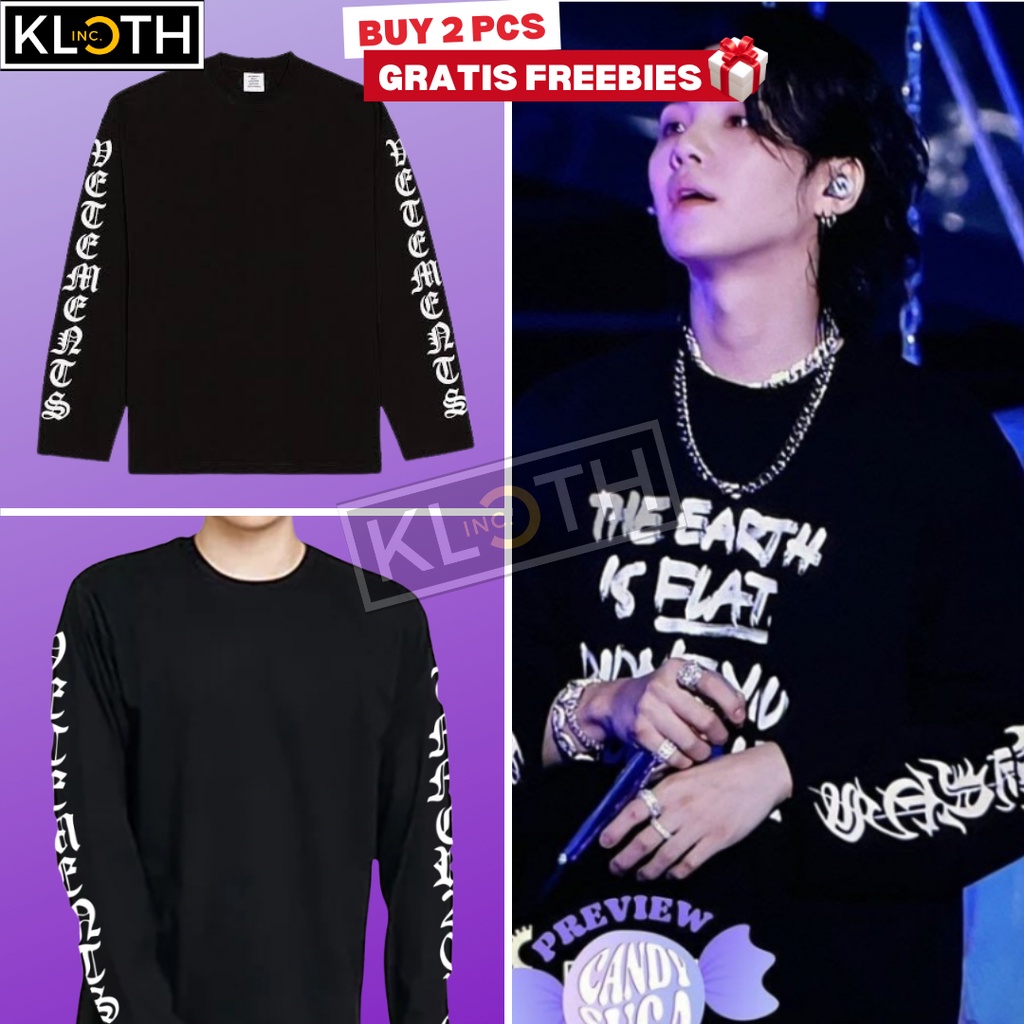 [BTS] Kaos BTS Suga Daleman Flat Earth Busan Cotton 24s Premium Lengan Panjang