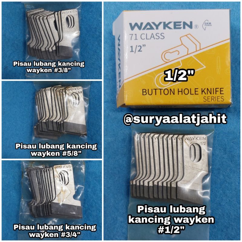 Pisau Lubang Kancing wayken ukuran 3/8&quot;-1/2&quot;-5/8&quot;-3/4&quot; =rp.3.000/1pcs