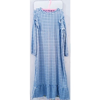 Tunik Knit Korea Kotak Biru