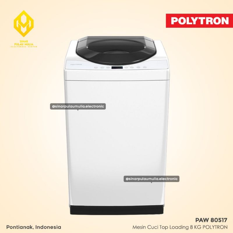 Polytron Mesin Cuci Top Loading Otomatis 8 KG [Mode Hijab] - PAW 80517 / PAW80517