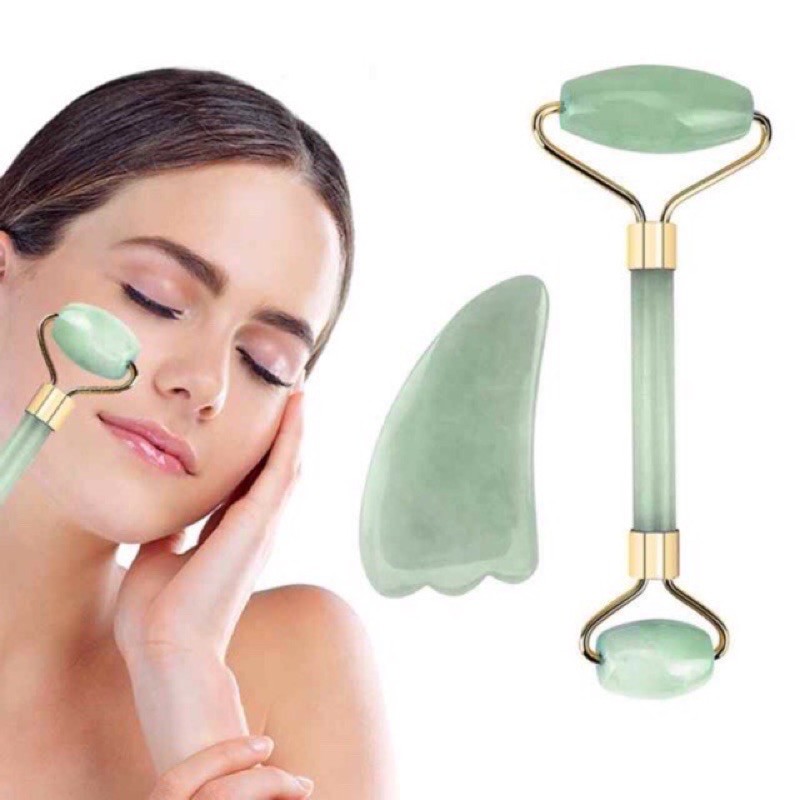 ALAT PIJAT MUKA WAJAH JADE ROLLER MASSAGER FACIAL MASSAGE BATU ROLLER GIOK STONE ALAT PENGENCANG