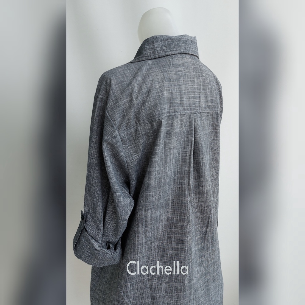 Clachella Baju Tunik Kemeja Motif Abstrak, Baju Atasan Wanita T218021