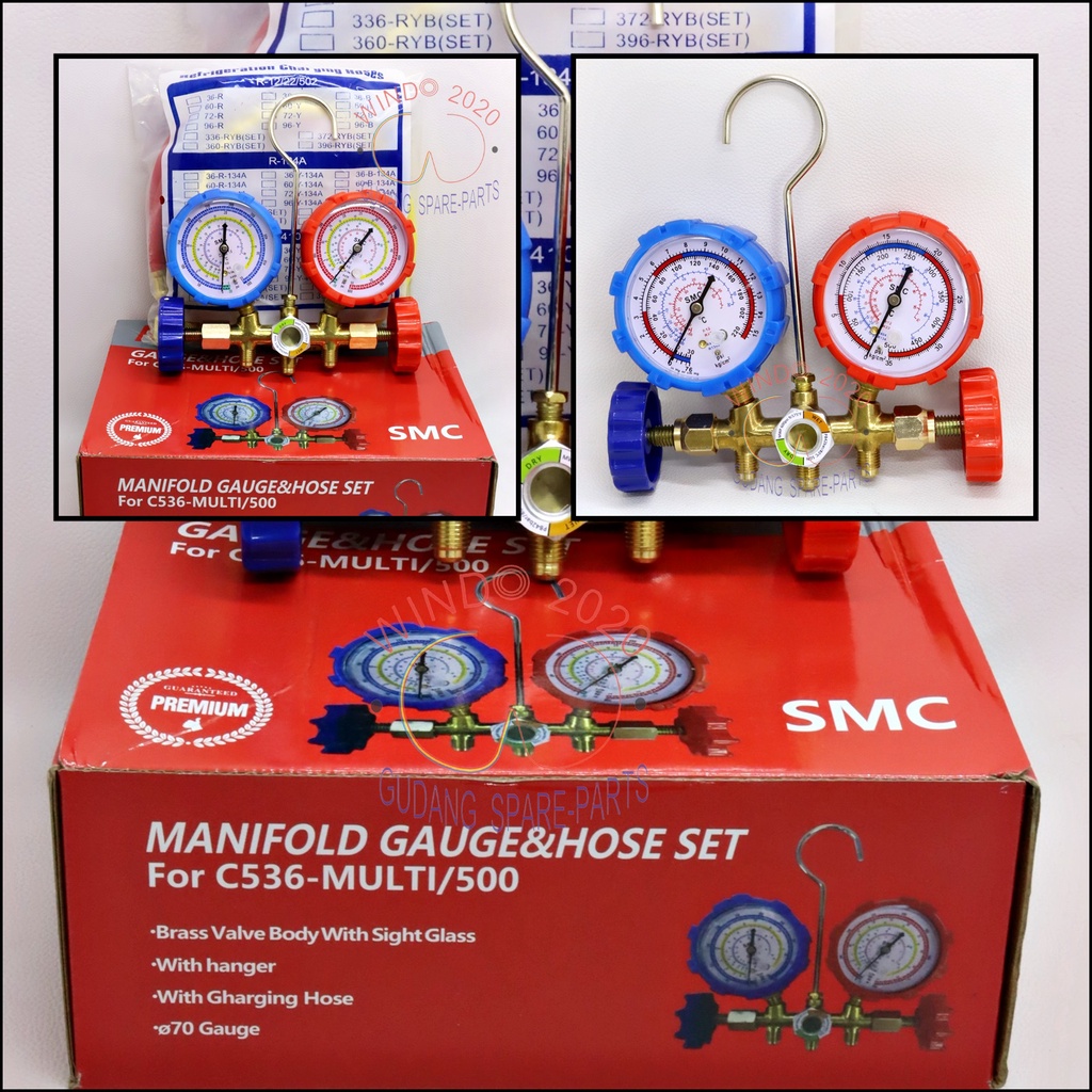 MANIFOLD DOUBLE SET MULTI PREMIUM | MANIFOLD SET R22 R134 | MANIFOLD DOUBLE SMC PREMIUM MULTI / R22 / R134 SET
