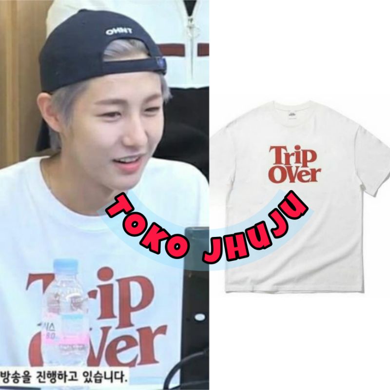 Baju T shirt NCT Renjun style Trip Over sablon merah