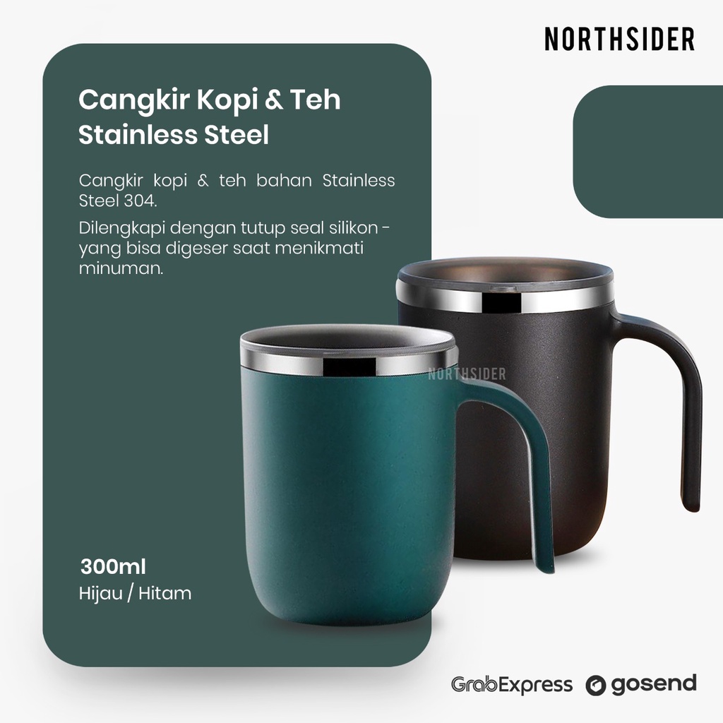 CANGKIR GELAS KOPI TEH STAINLESS 300ML MUG LEAK PROOF - G06005