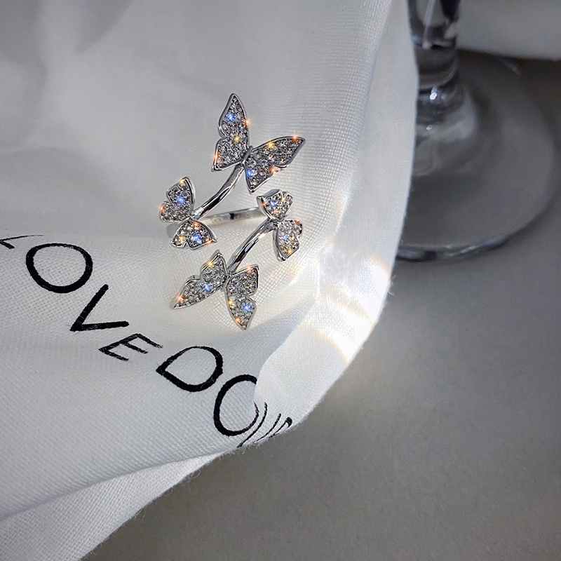 Butterfly Cincin Jari Telunjuk Model Terbuka Desain Kupu-Kupu Untuk Wanita