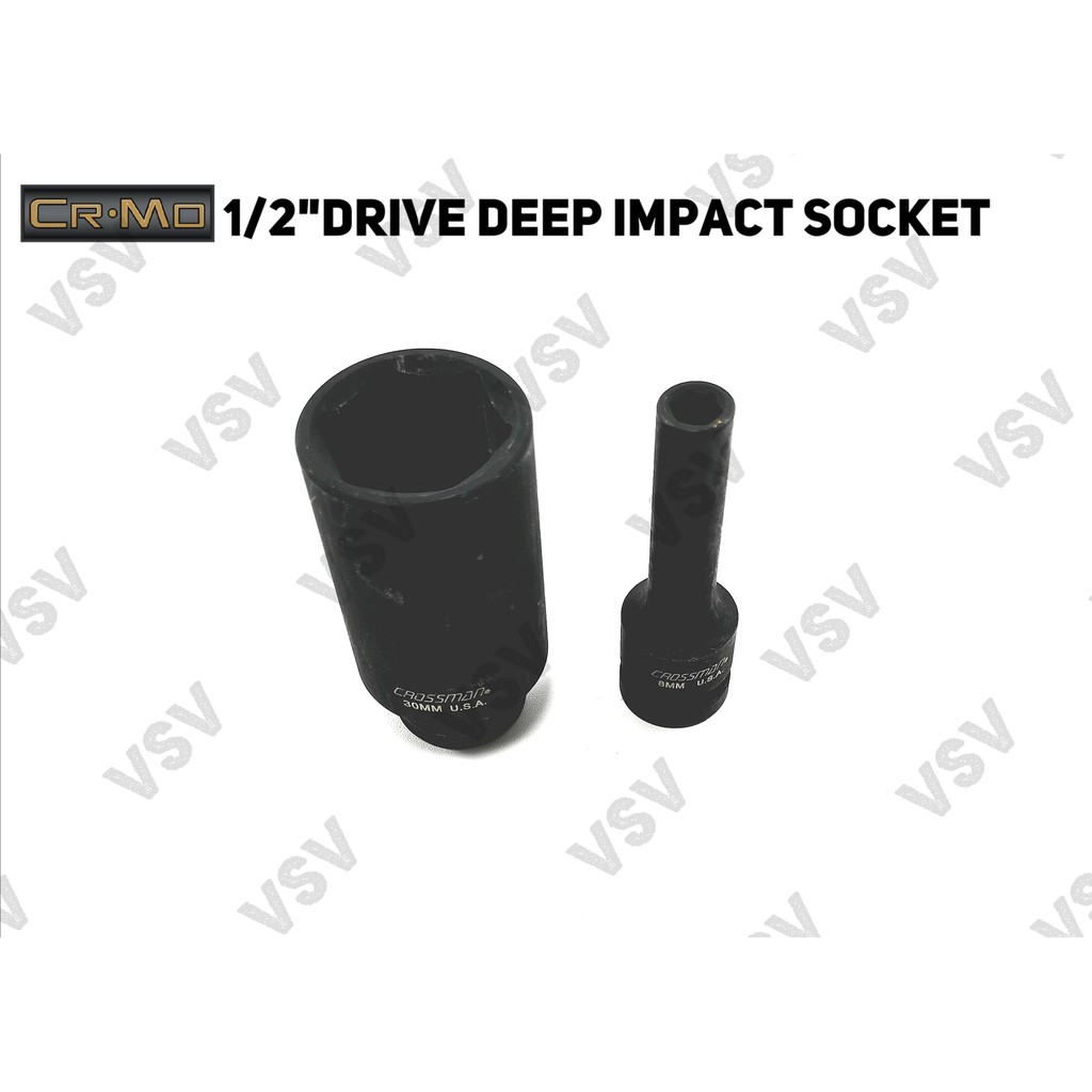 Gestar 1/2&quot;Dr Deep Impact Socket 30mm, 32mm Kunci Shock impact Panjang