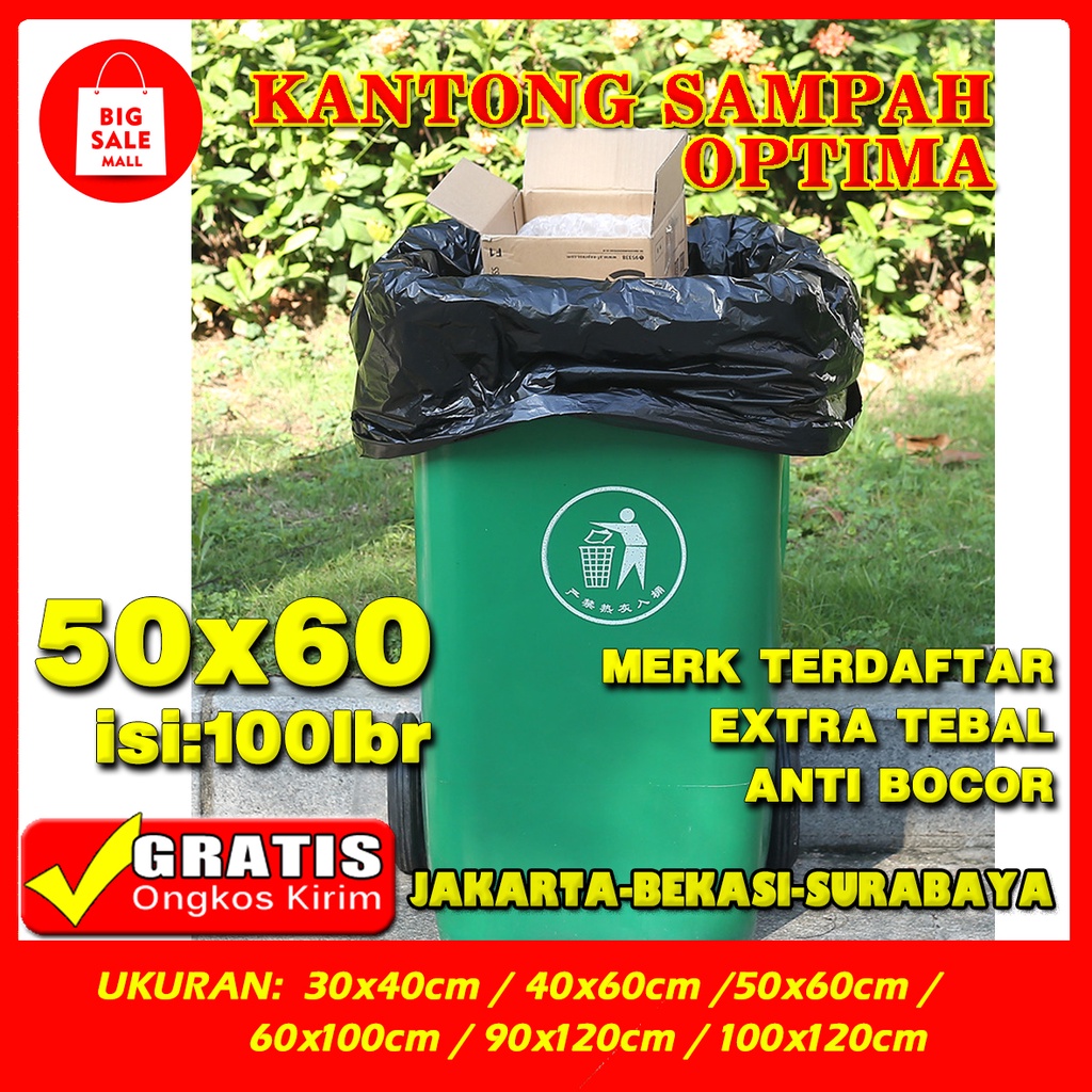 kantong sampah 50x60 isi 100pcs Plastik Packing Trash bag Grabage bag Ekonomis Tebal Tidak Bau