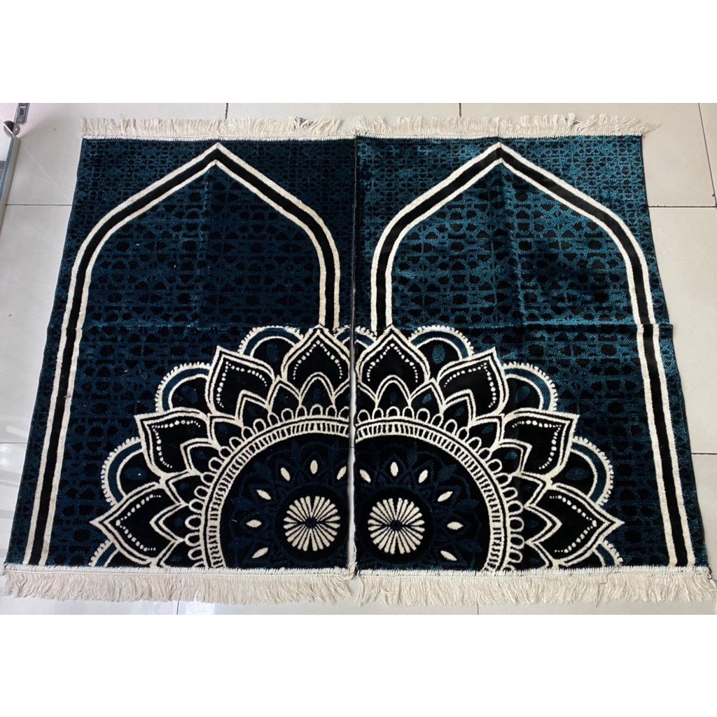 1pcs Sajadah Model Couple Sepasang Turki Saudi Premium Beludru Hitam Besar 70x110cm