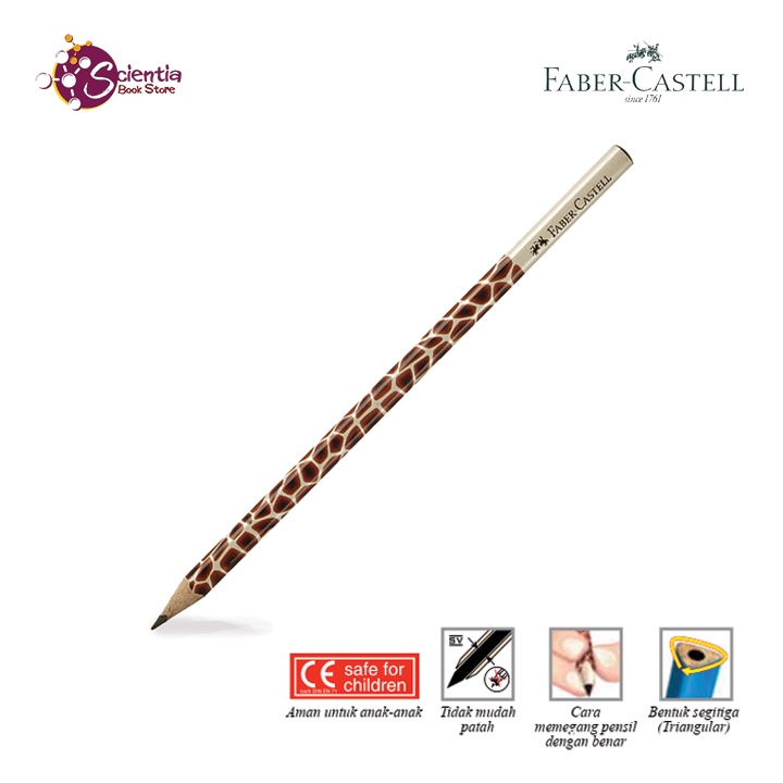 

Pensil Motif GIraffe, Sea dan Cow Triangular 2B - Faber Castell (Pcs)