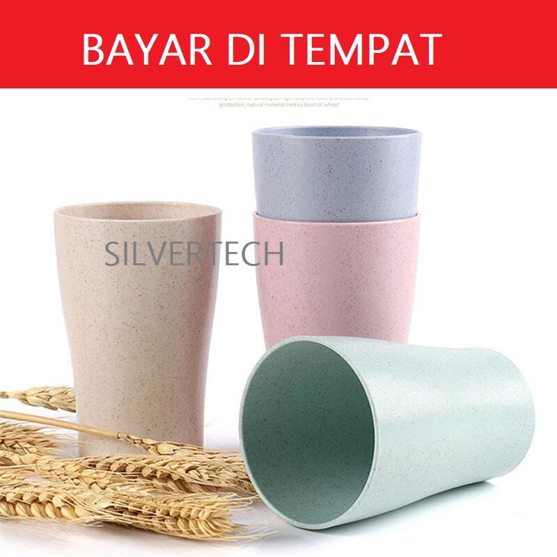 SILVERTECH Gelas minum - cangkir plastik anti BPA - bahan Wheat straw , anti pecah