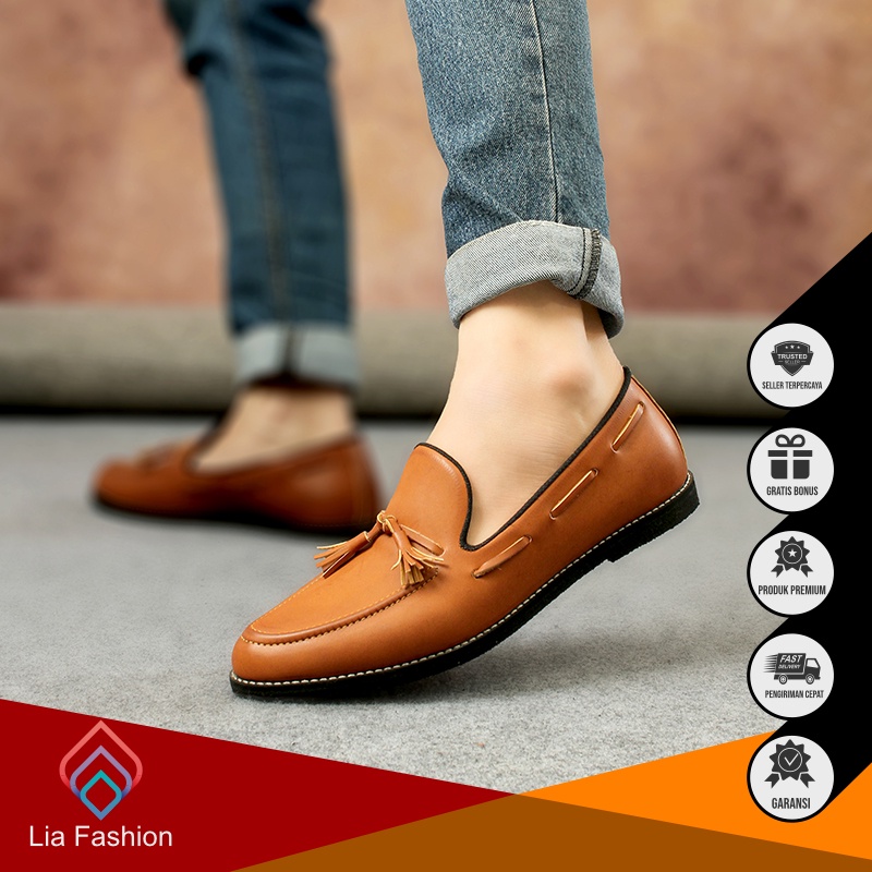 LIA x SANTA - Sepatu Vantopel Pria Kerja Kantor Pantopel Ukuran 39-43 Slip On Fladeo Pria Moccasin P