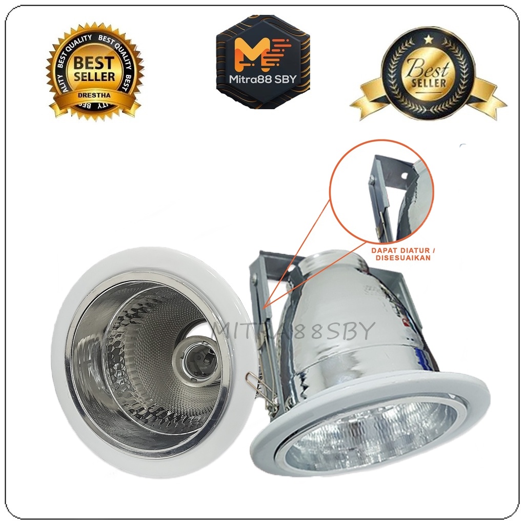 Mitra88sby Downlight 3.5 inch dan 4 inch Tebal Adjustable plus Fitting E27 Bulat / Lampu Plafon material aluminium