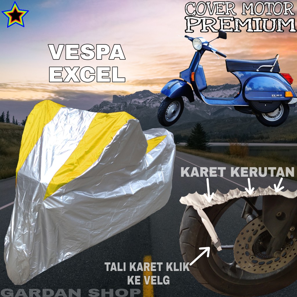 Sarung Motor VESPA EXCEL Silver KUNING Body Cover Vespa PREMIUM