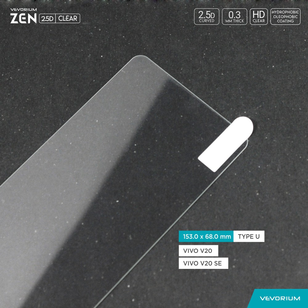 VEVORIUM ZEN 2.5D Clear Vivo V20 Vivo V20 SE Tempered Glass Anti Gores