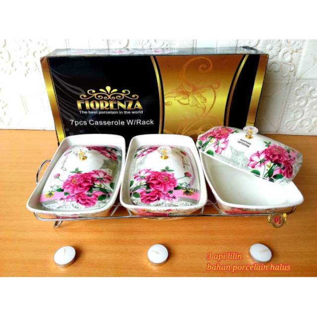 Prasmanan Fiorenza Keramik 1 Set 3/ Prasmanan Garden Keramik/ wadah saji/ alat saji makanan