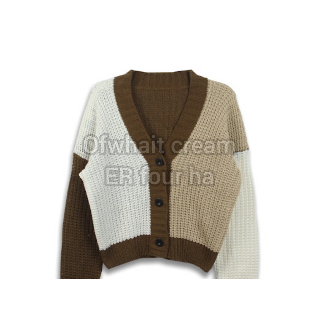 Cardigan Rajut SHAFA Type 3get | Rajut TEBAL Premium | Pakaian Wanita | Outerwear Wanita-Cream,offwhite