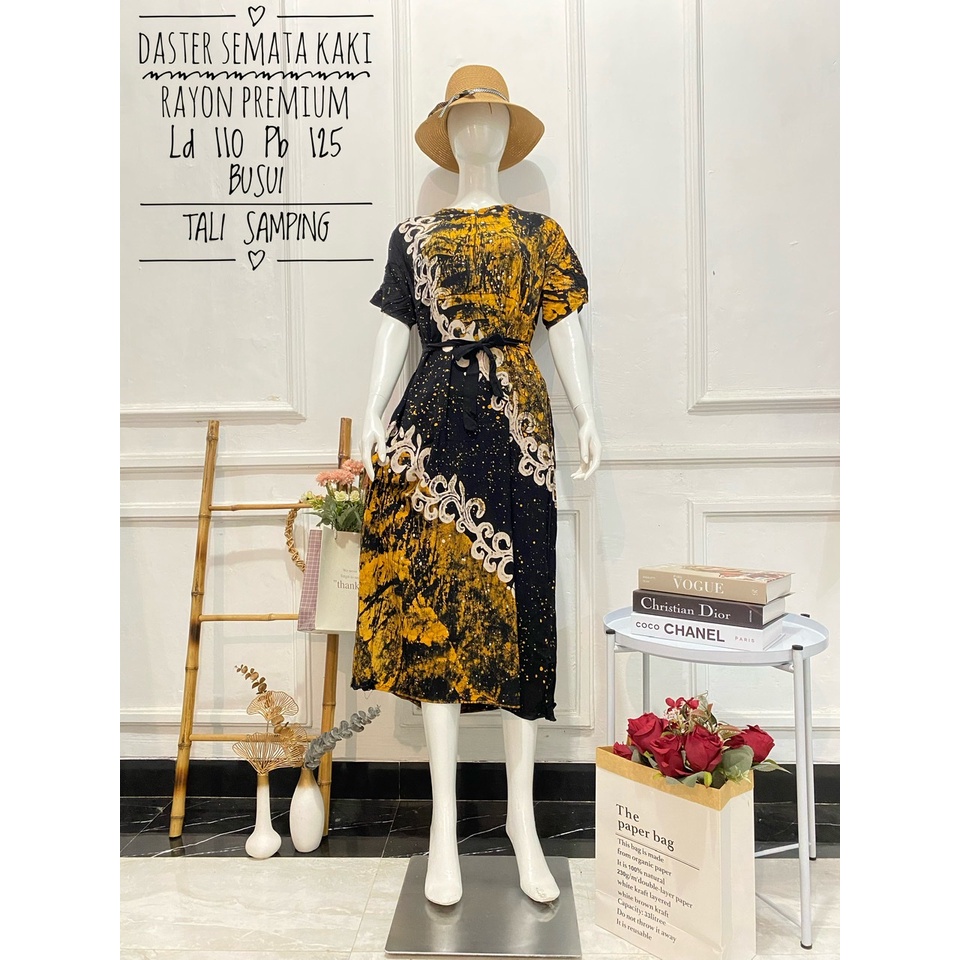 Hot Sale ! Daster Long Semata Kaki abstrak cap - Daster Twill Rayon - Daster Jumbo lengan pendek - Daster Batik Usman kekinian-12