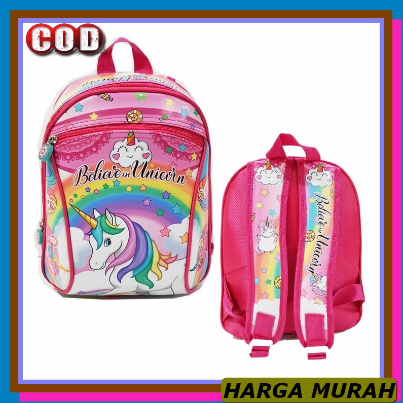 Ransel Anak Perempuan 33745 Zara Girls Sequined Silver Small Star IQ207 Tas Ransel Paud Unicorn Pel
