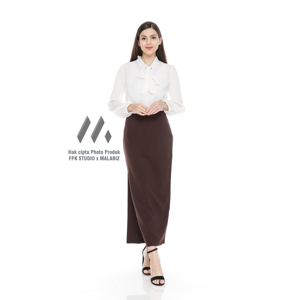 LEXA - Rok Kerja Wanita Rok Pesta Rok Sekertaris Sekretaris Rok Belah samping Rok Belah Rok Ola Ramlan Rok Malabiz Rok Panjang Belah Rok kantor belah Rok Kerja Cokelat Brown