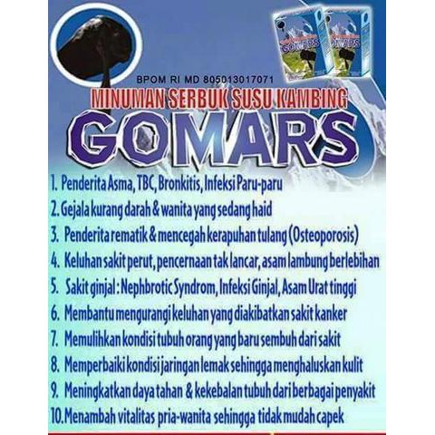 1 Sashet GOMARS COKLAT dan PUTIH susu kambing etawa bubuk Sachet - susu bubuk saset gomars