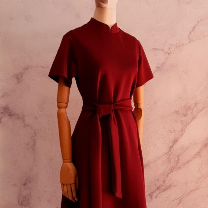 Promo Cheongsam Dress Polos Bahan Scuba - Frida