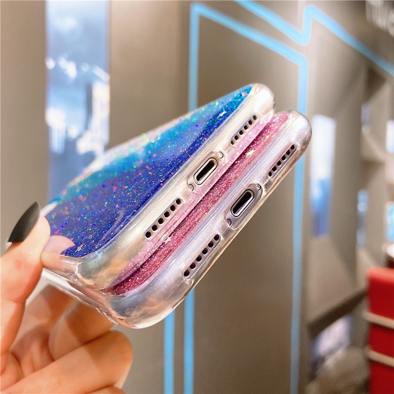 Glitter Gradation Case (PINK / BLUE) iPhone 12 11 pro max Oppo A15 A11k A33 A53 Vivo Y11 Y20 Y12s V9