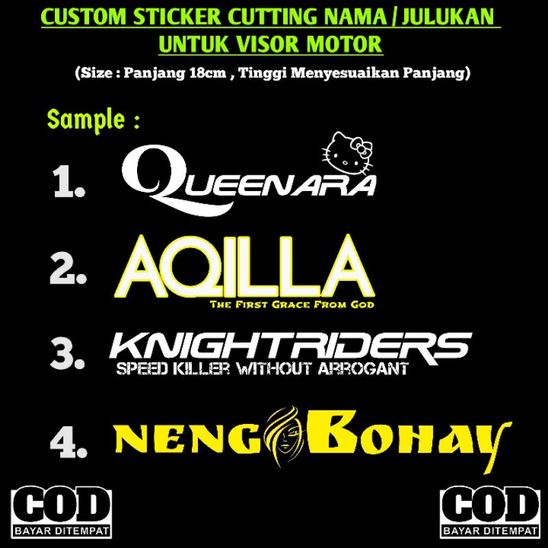 STIKER CUTTING NAMA VISOR MOTOR / Tulisan Visor Nmax PCX Lexy cutting stiker
