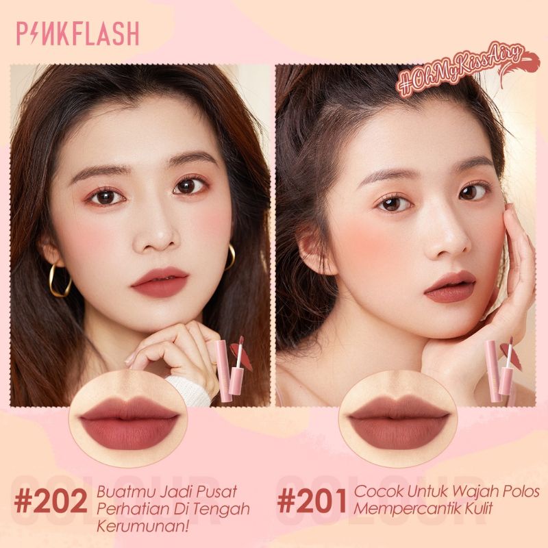 PINKFLASH OhMyKissAiry Kiss Air Matte Liquid Lipstick Waterproof Lip &amp; Cheek Tint Double Use Cruel