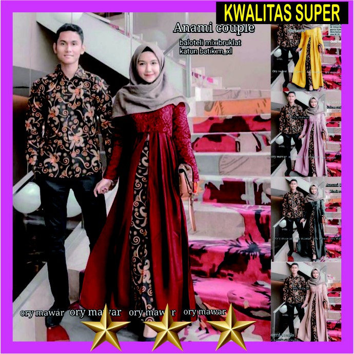 Batik Couple Gamis Brokat Anami Couple