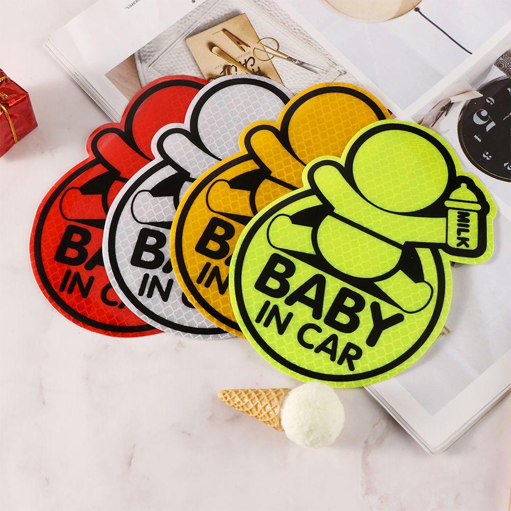 Stiker Mobil Reflektif Populer Mencegah Bumper Decor Vinyl Decal &quot;Baby In Car&quot;