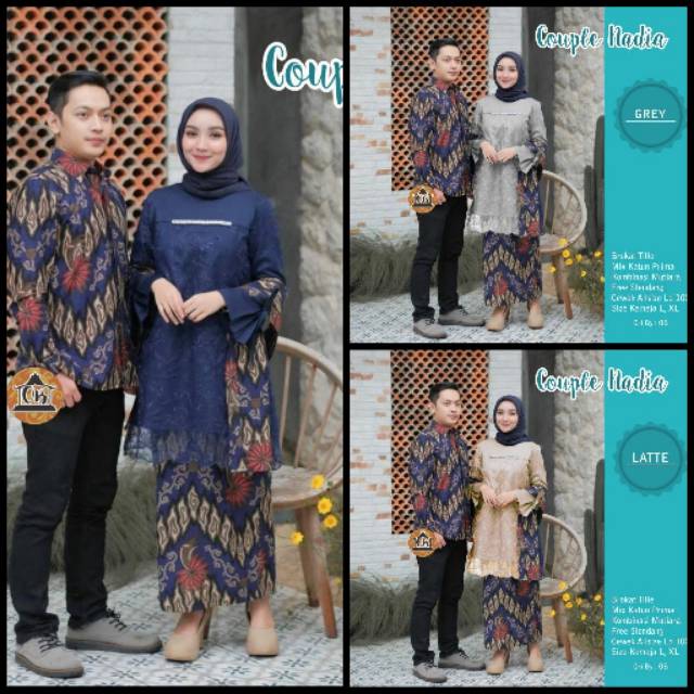 BATIK COUPLE NADIA  SELENDANG MUTIARA sania ruffle - adila couple brokat modern batik modern - BS066