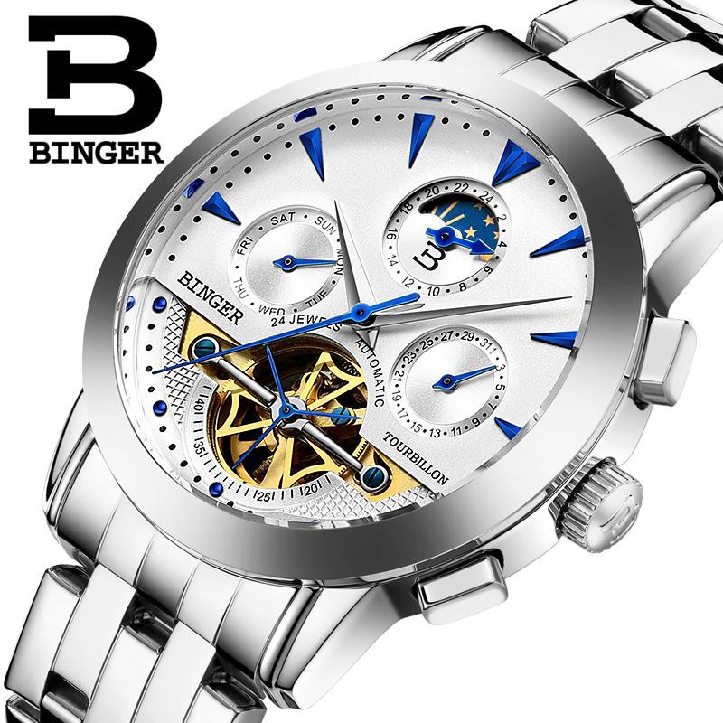 Jam tangan mekanik pria 2019 NEW luxury men's watch BINGER brand Mechanical Tourbillon Wristwatches