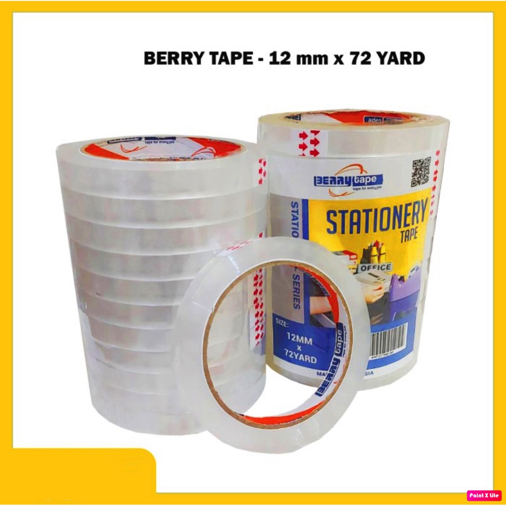 

ISOLASI SELOTIP STATIONERY TAPE BERRY 0.5 INCH / SOLASI 12MM x 72 YARD