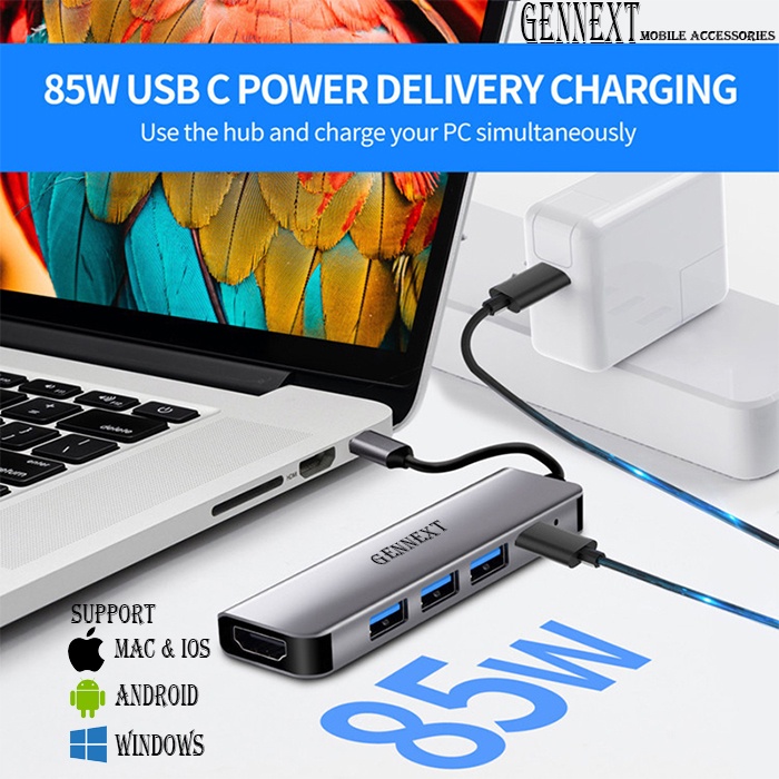 FA GENNEXT HUB 5in1 Adapter Type C USB 3.0 Macbook Multi Port Laptop