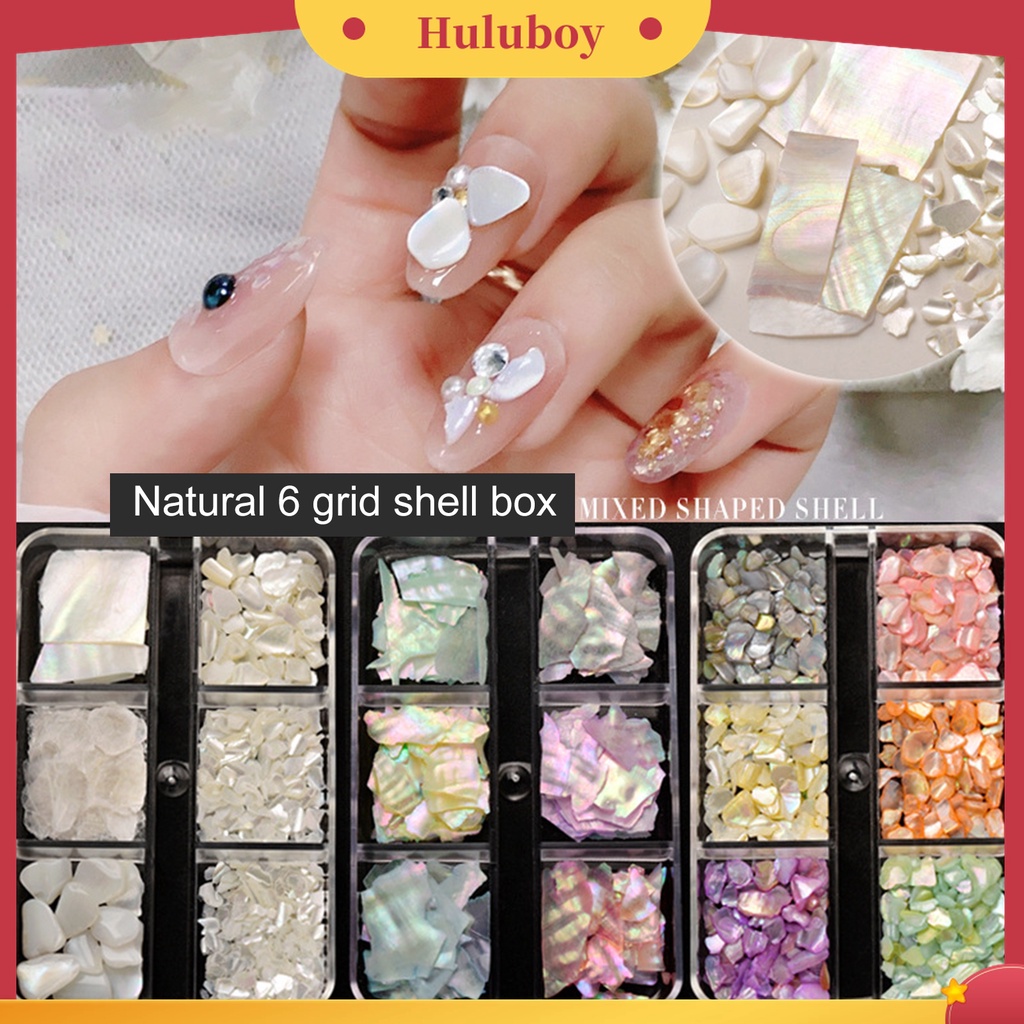 Huluboy Huluboy♡ 1 Kotak Payet Abalone 3D Warna-Warni Untuk Dekorasi Nail Art