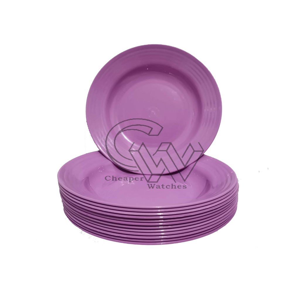 Cheaper-(12pcs)-Piring Makan Bulat Bahan Plastik 9inch COD BayarDiTempat