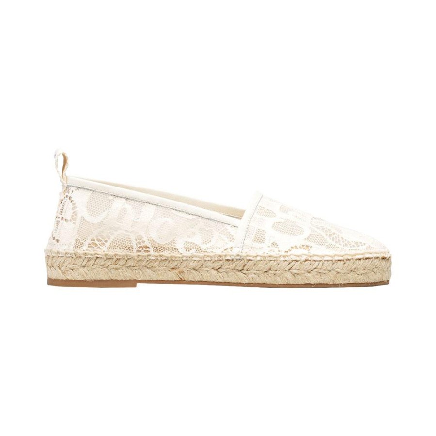 Chloe Woody Espadrilles in Lace Mild Beige