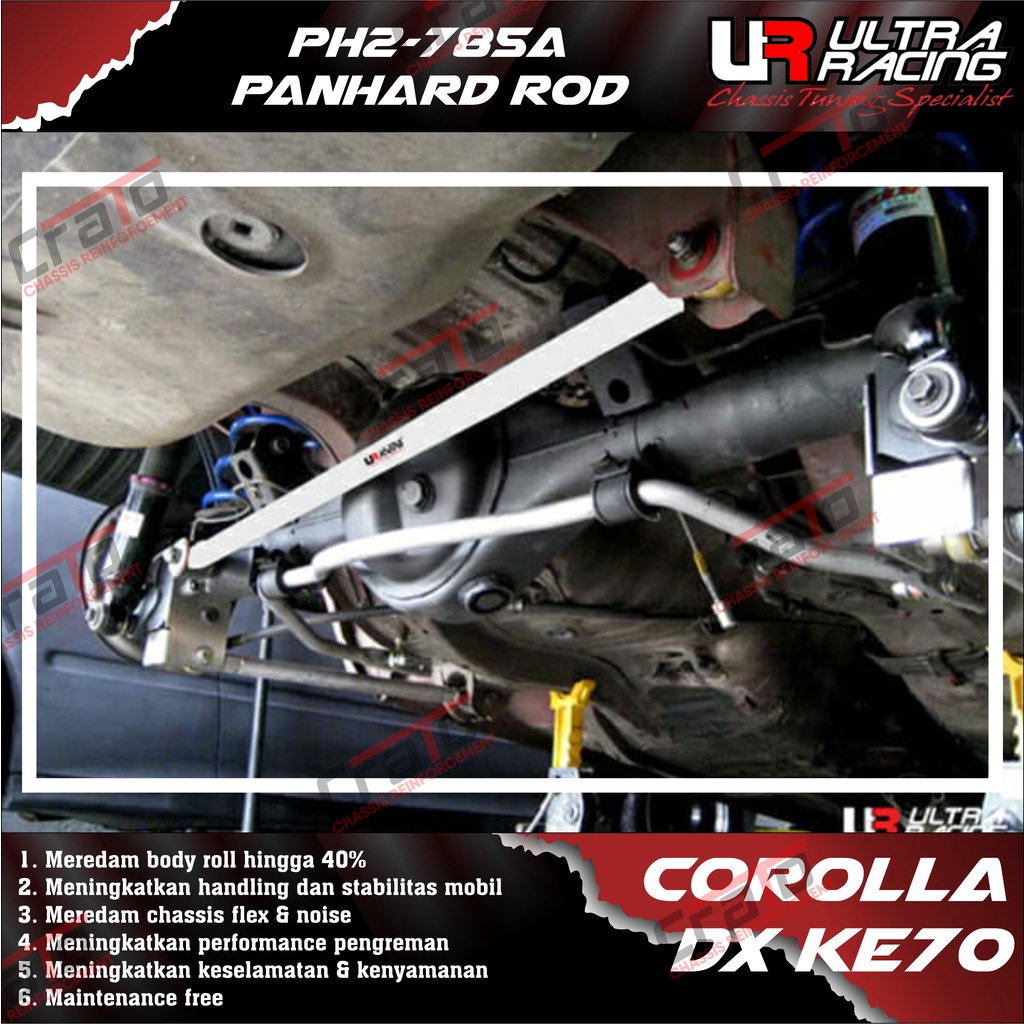 Aksesoris Stabiliser ULTRA RACING Safety Bar - Panhard Rod 2 Points - Toyota Corolla DX KE70 - PH2-7