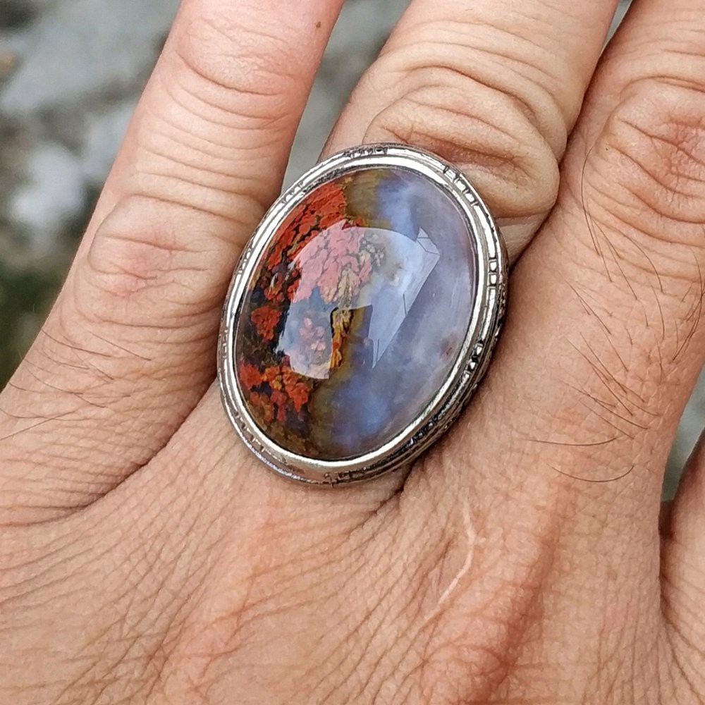 NATURAL CINCIN BATU AKIK LUMUT TRENGGALEK MOTIF BAGUS