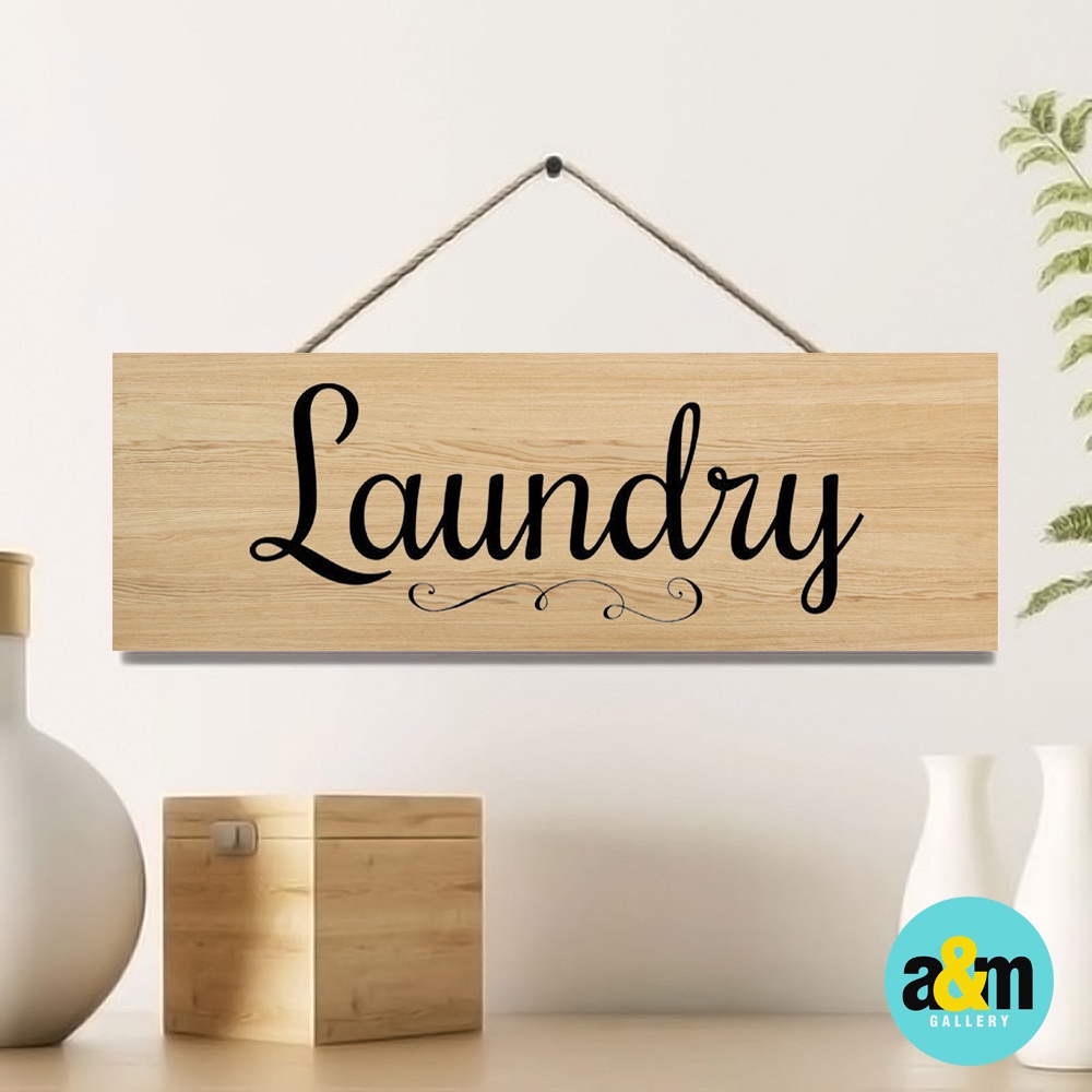 Hiasan Dinding Laundry Ukuran 10 x 30 cm I Walldecor Tulisan Laundry - A&amp;M