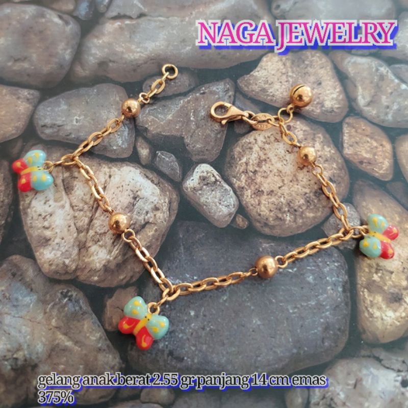 Gelang anak vancy kupu emas kadar 375