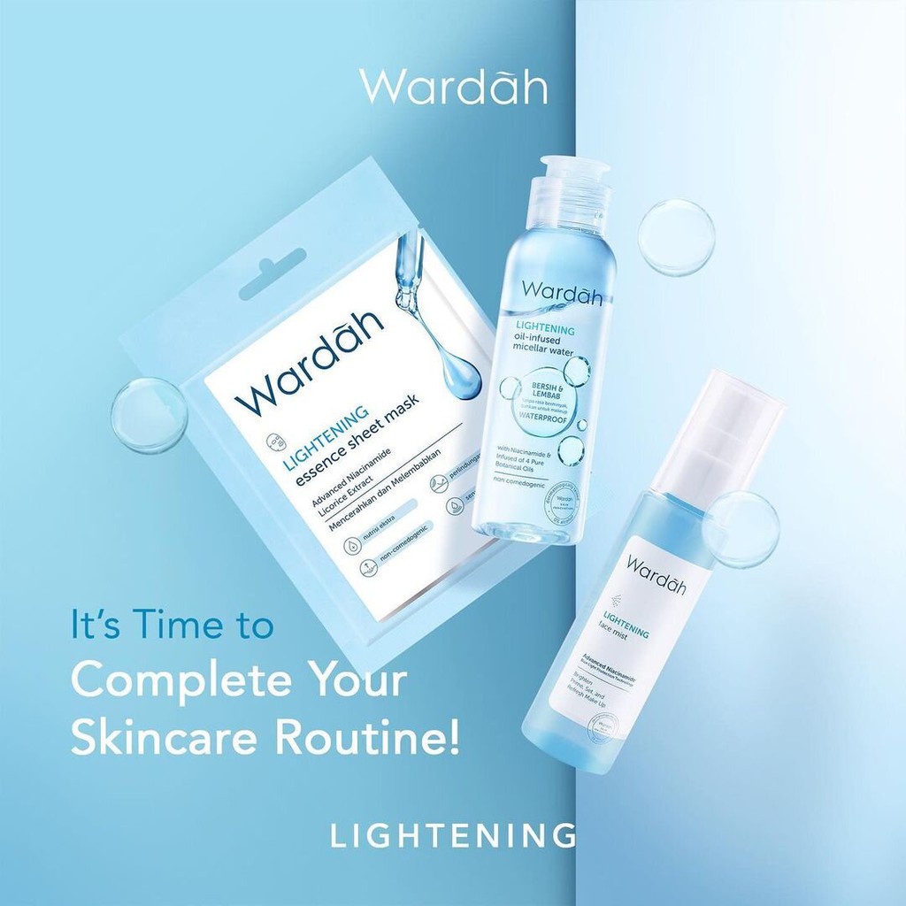 WARDAH Lightening Series | Day | Night Cream Face Serum Wash Foam Mask Scrub Toner Milk Cleanser Gentle Wash Micellar (KIM)