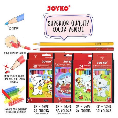 

Joyko Pensil Warna Superior Quality Color Pencils Hexagonal Grip PB isi 12/24/36/48 colors